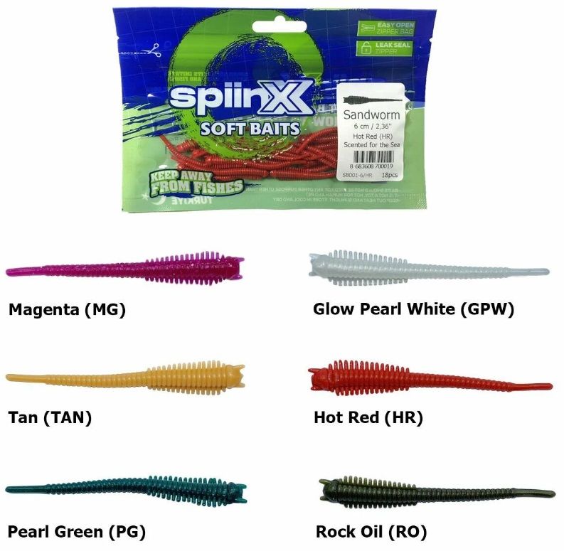 Spiinx Soft Baits Sandworm 6 cm Kokulu Silikon Yem