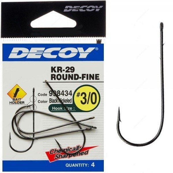 Decoy KR-29 Worm Round Fine Black Nickel Olta iğnesi 3/0