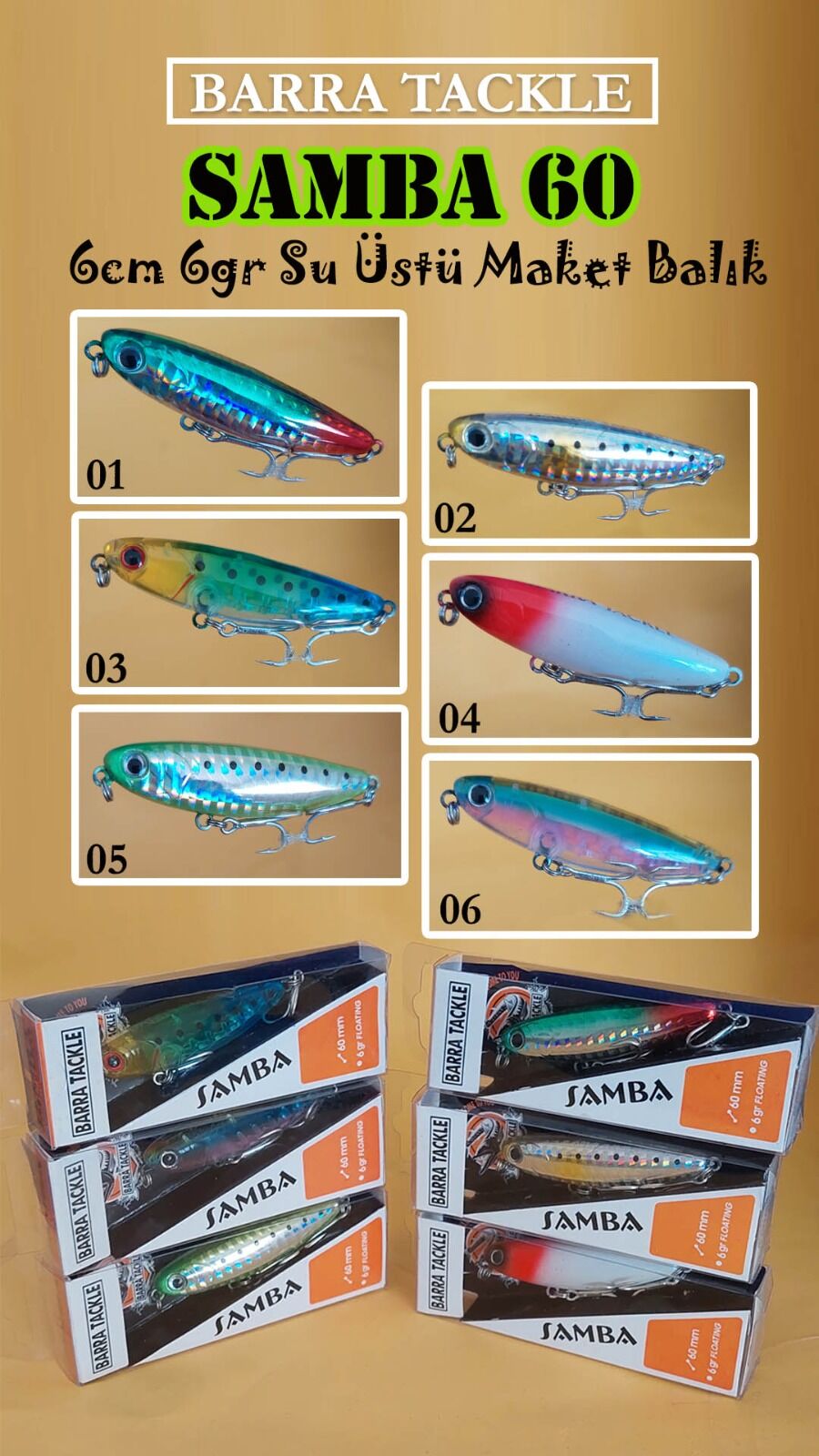 Barra Tackle Samba 6cm 6gr Su Üstü Maket Balık