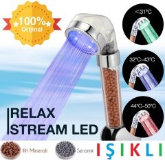 Relax Stream Led Işıklı %50 Su Tasarruflu - Arıtmalı Duş Başlığı - 3 Adet