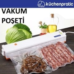 Küchen Pratic Tırtıklı Vakum Poşeti 50 Adet Desenli Vakum Naylonu 18X23