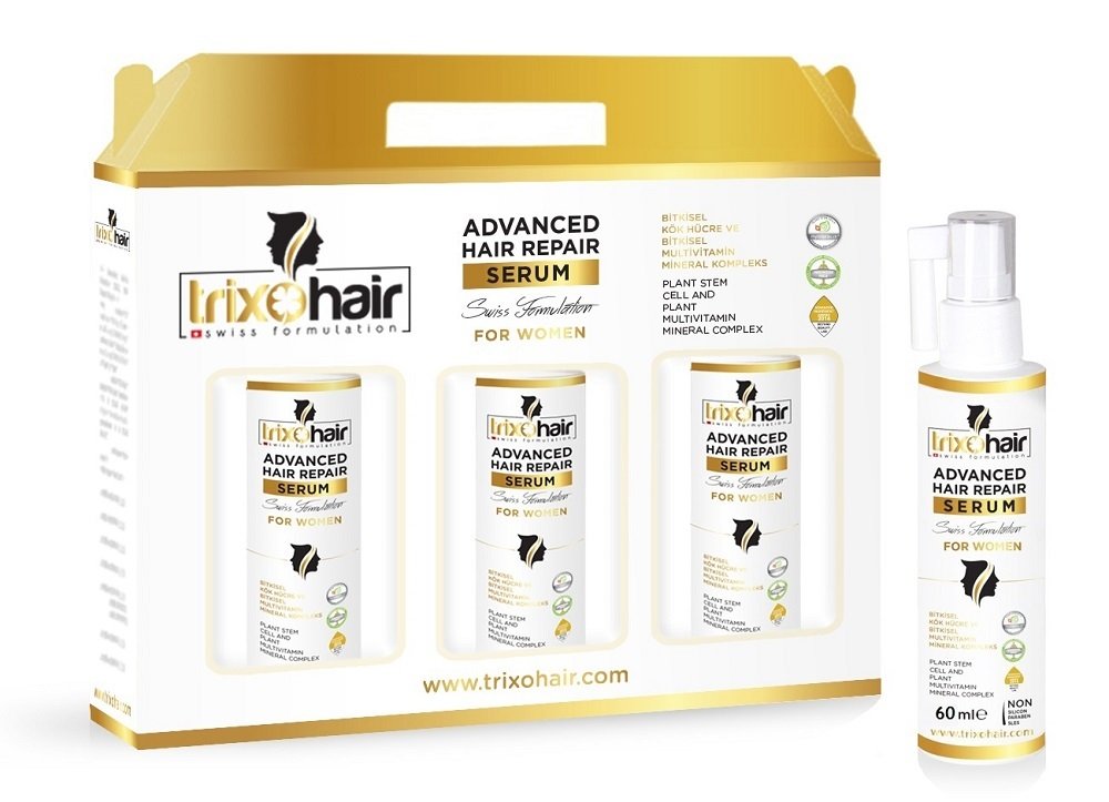 Trixohair Saç Dökülmesine Karşı Saç Bakım Serumu 60ml - 3 Adet – Kadınlar İçin - Patentli İçerik ve Kök Hücre Teknolojisi