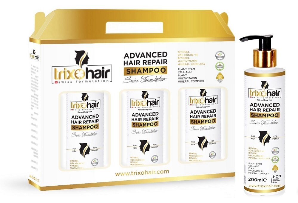 Trixohair Saç Dökülmesine Karşı Saç Bakım Şampuanı  200ml - 3 Adet – Erkekler İçin - Patentli İçerik ve Kök Hücre Teknolojisi