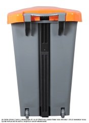 Safell Plastik Köşeli Pedallı Çöp Kovası 70 Lt - Tekerlekli - Pedallı Çöp Konteyneri - Gri