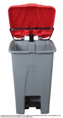 Safell Plastik Köşeli Pedallı Çöp Kovası 70 Lt - Tekerlekli - Pedallı Çöp Konteyneri - Gri