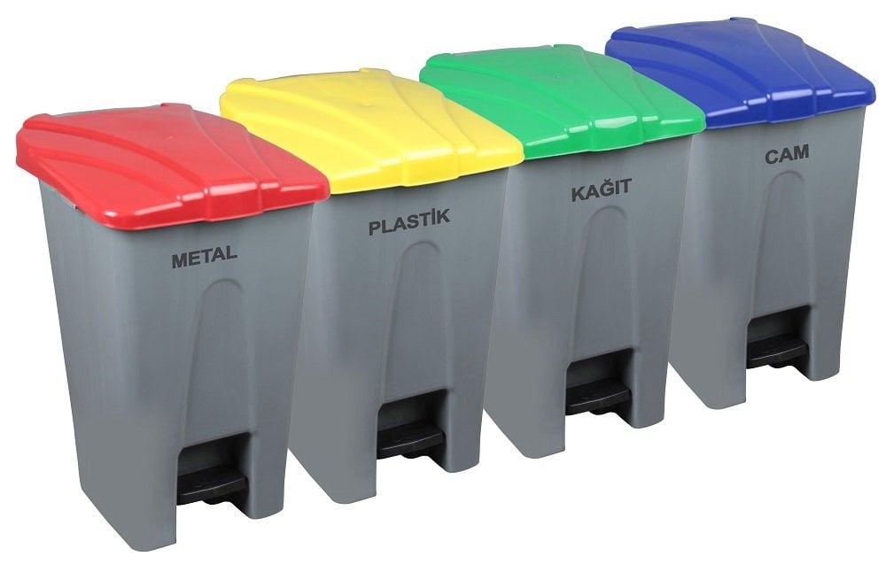 Safell Pedallı Kağıt Plastik Cam Metal Ayrıştırma Kovası - Ayrıştırma Konteyneri