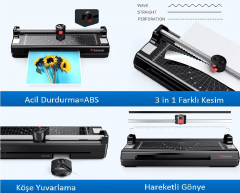 Baove OCW280 A4 Laminasyon Makinesi ve Kağıt Kesme Makinesi + 10 Pvc Film