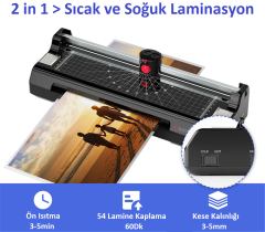 Baove OCW380 A3 Laminasyon Makinesi ve Kağıt Kesme Makinesi + 10 Pvc Film