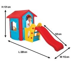 Pilsan Kaydıraklı Mutlu Ev - Kaydıraklı Oyun Evi - Mavi - 06 432