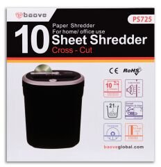 Baove PS725 Evrak İmha Makinesi ve Kağıt Kesme - Cd - Kredi Kartı İmha Makinesi - Çapraz Kesim - 20 Litre