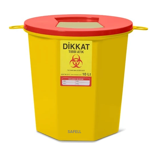 Safell Tıbbi Atık Kovası - 10 Litre - 10 Adet