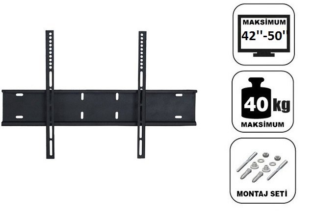 Achill 42'' - 50'' 127 Ekran Sabit Tv Askı Aparatı Tüm Tv 'ler İçin - Su Terazili
