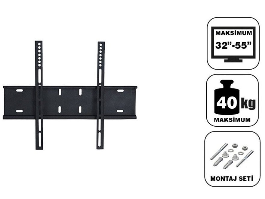 Achill 32''- 55'' Ekran Sabit Tv Askı Aparatı Tüm Tv 'ler İçin - Su Terazili