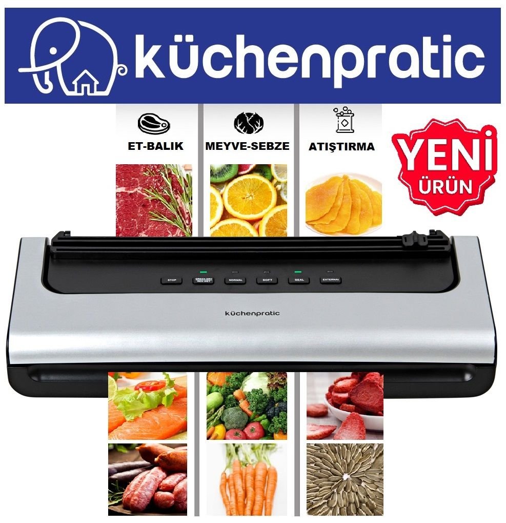 Küchen Pratic VS7210 Ev Tipi Elektrikli Vakum Makinesi - 10 Adet Vakum Poşeti Hediye