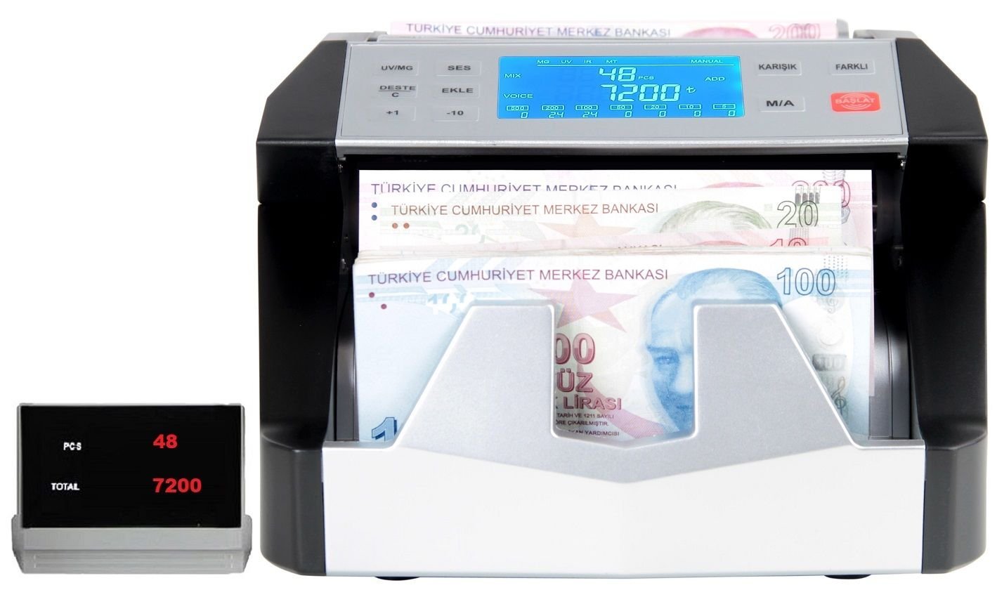 Baove GB7000B Karışık Para Sayma Makinesi - TL - Euro - Usd - Türkçe Sesli Uyarı + Müşteri Ekranı
