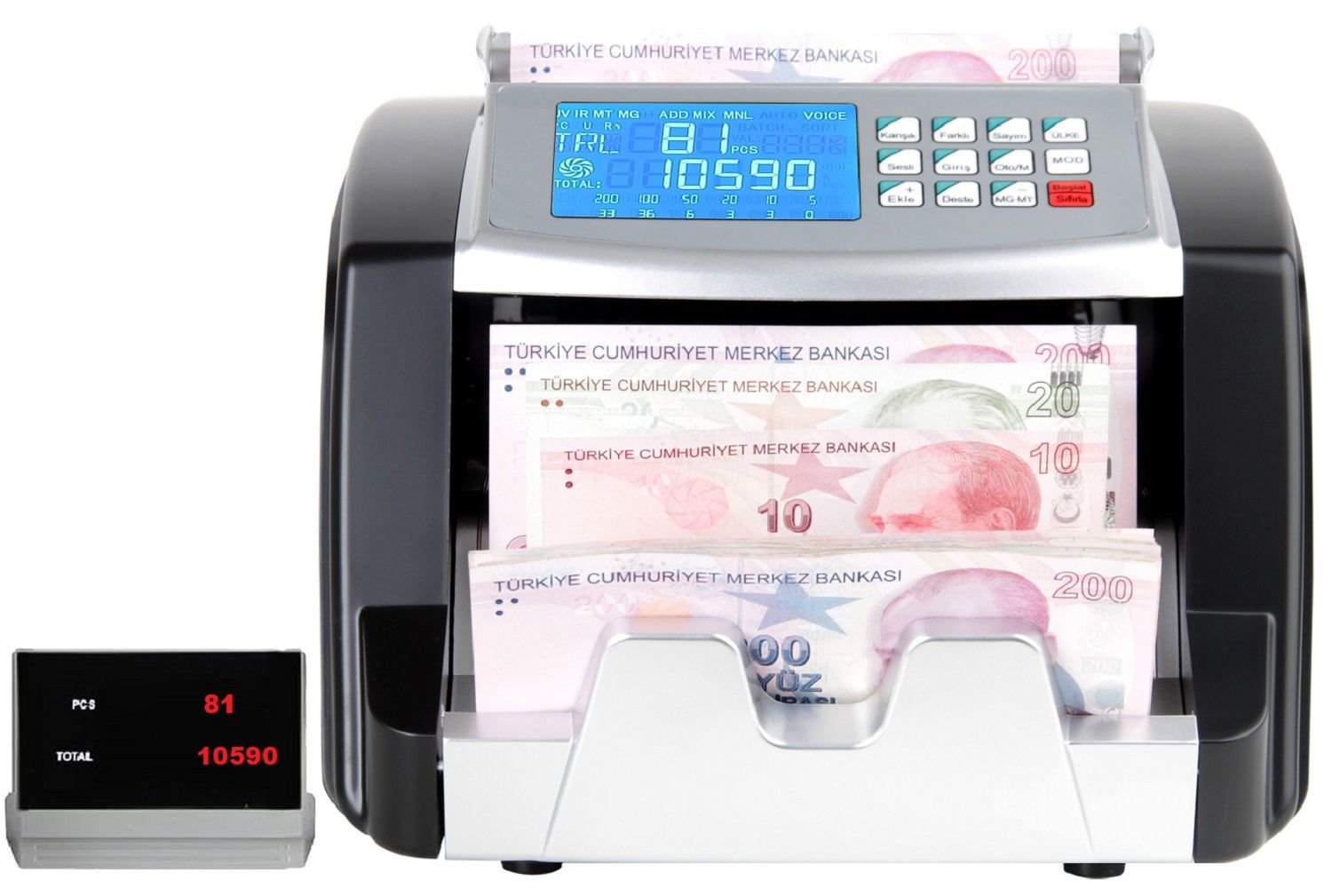 Baove GB7100B Karışık Para Sayma Makinesi - TL - Euro - Usd - Türkçe Sesli Uyarı + Müşteri Ekranı