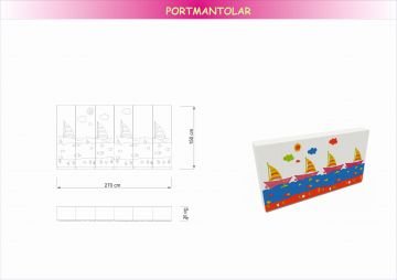 Yelkenli Figürlü 6 Kapaklı Portmanto