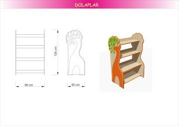 Zürafa Figürlü Açık Raflı Dolap