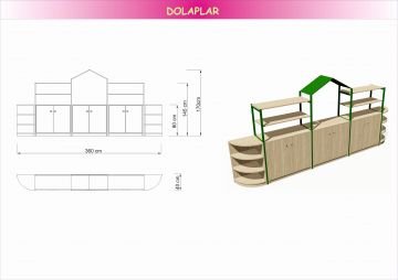 Çatılı ve İki Yanı Raflı Grup Sınıf Dolabı