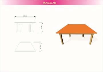 60x55 Trapez Masa