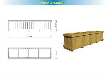 Ahşap Saksı Dört Bölmeli