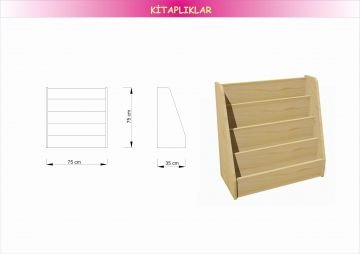 Naturel Tek Taraflı Kitaplık