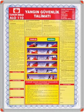 Alüminyum Çerçeve Yangın Talimat 50*70ı