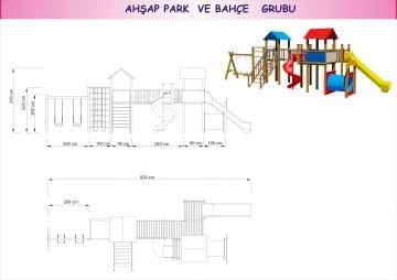 İki Kule Renkli Park Takımı