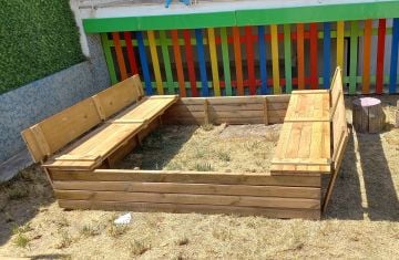 Kapaklı Banklı Kum Havuzu 200*200*40 cm