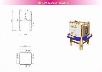 Ahşap Dört Taraflı Resim Sehpası