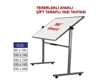 Tekerlekli Çift Taraflı Yazı Tahtası 100x150 cm