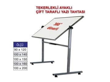 Tekerlekli Çift Taraflı Yazı Tahtası 100x200 cm