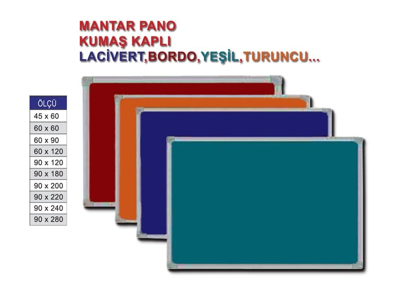 Kumaş Kaplı Mantar Pano 60 x 120 cm