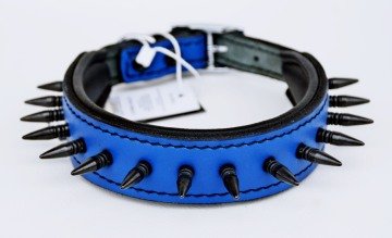 Blue spiked dog collar cheap