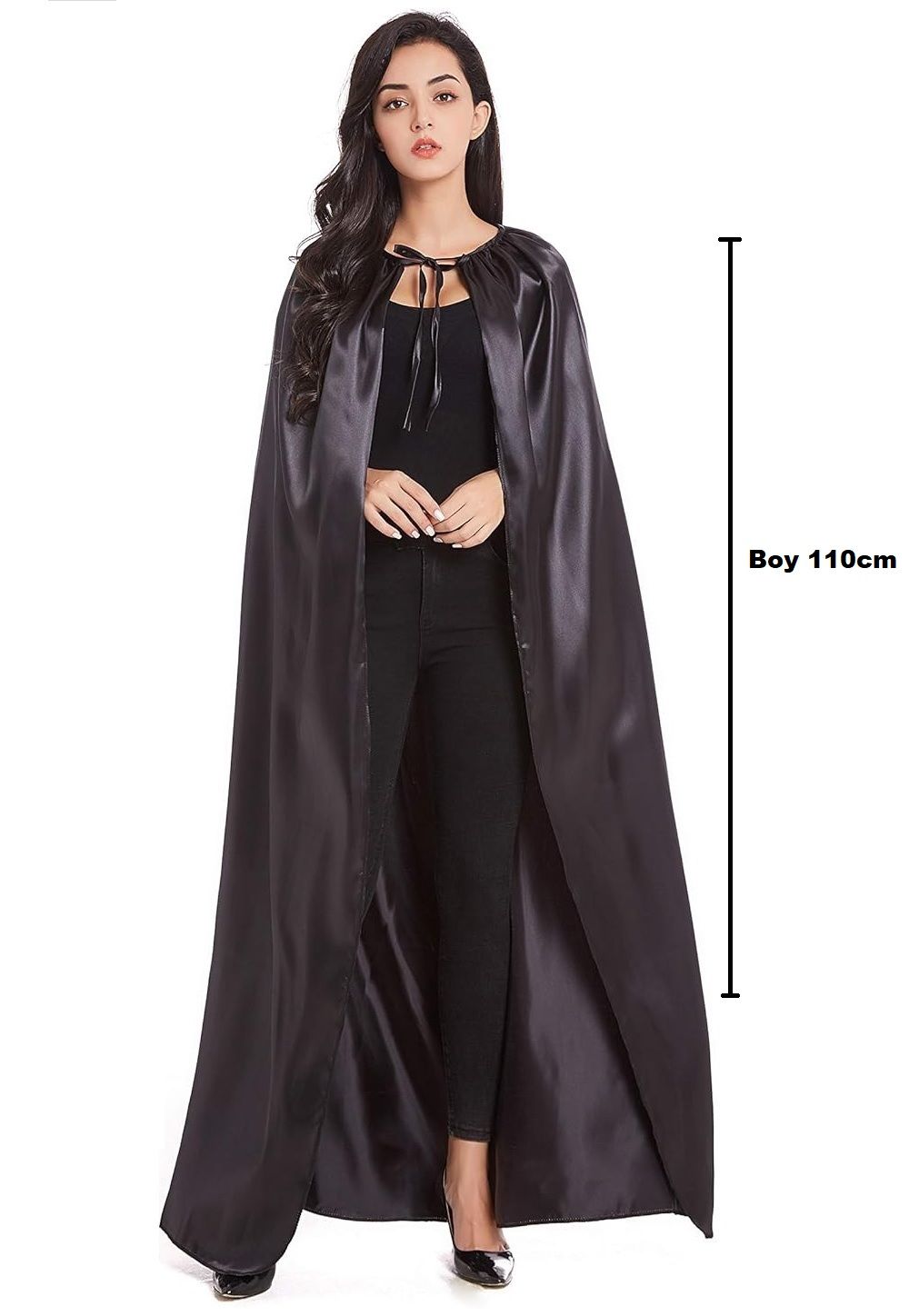 Yetişkin Siyah Pelerin Halloween Pelerini 120cm Boy