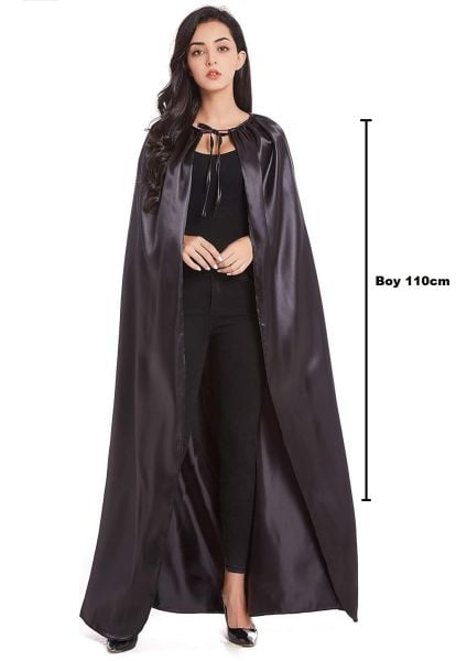 Yetişkin Siyah Pelerin Halloween Pelerini 120cm Boy