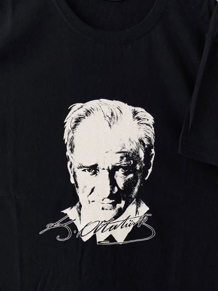 Yetişkin Atatürk Tişört Siyah Atatürk Baskılı T-Shirt