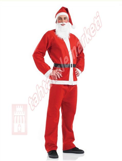 Noel Baba Kostümü Yetişkin Kıyafeti Elyaf