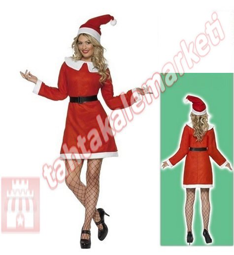 Noel Anne Kostümü Yetişkin Noel Anne Kıyafeti
