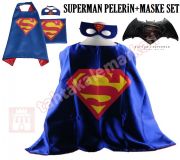 Süpermen Kostüm Seti Süpermen Pelerin maske Set Çocuk Boy