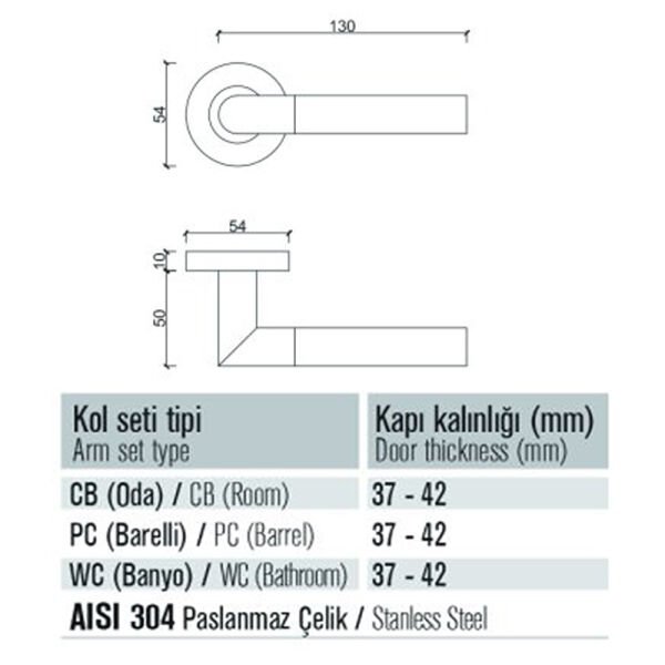 CONDI 206L NOKTALI SATEN KROM ROZETLI KAPI KOLU