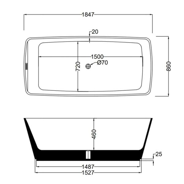 185 x 86 BAĞIMSIZ KÜVET SİYAH
