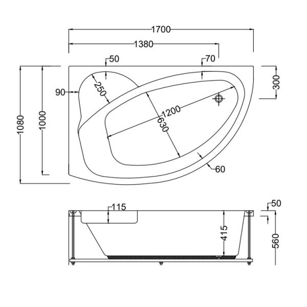 170 X 100 JAKUZİ OVAL SAĞ MYRA