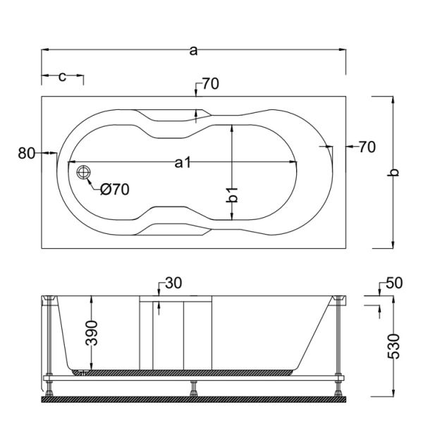 160 X 80 JAKUZİ DİKDÖRTGEN MERİDA