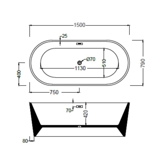 150 x 80 BAĞIMSIZ KÜVET LİLA BEYAZ