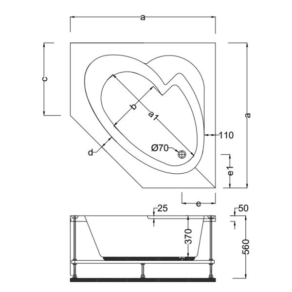 140 x 140 JAKUZİ OVAL - KÖŞE APERLAİ