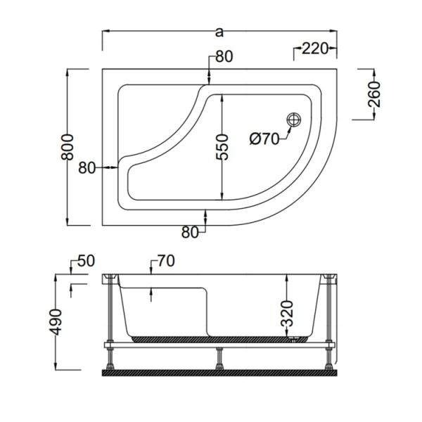 150 X 80 MİNİ KÜVET LÜX SOL
