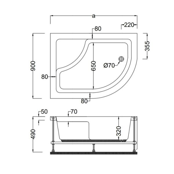100 X 90 MİNİ KÜVET LÜX SOL