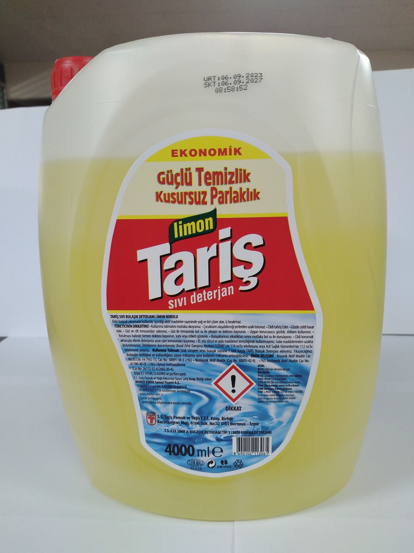 TARİŞ SIVI BULAŞIK DETERJANI LİMON 4 LT