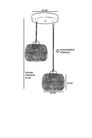 HİPER TIGER 2 Lİ TEPSİLİ RATTAN SARKIT 8575-2